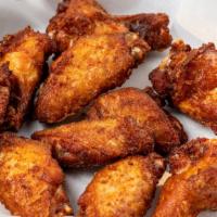Wings (10) · Buffalo, bbq, sweet and spicy or plain served with ranch dressing.
