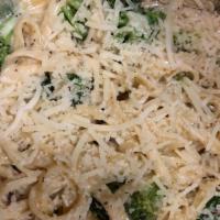 Fettuccine Little Italy · Chicken, broccoli, and sun-dried tomatoes in our white Alfredo.