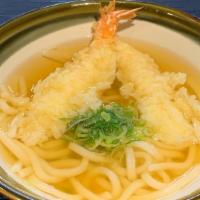Shrimp Tempura Noodle In Soup · (Udon or Soba) noodle, (Udon or Soba)  dashi soup(fish broth), Shrimp Tempura 2pcs, green on...