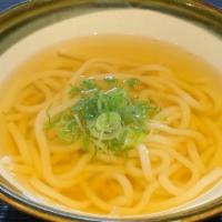 Plain Udon Noodle In Soup · Udon noodle, udon dashi soup(fish broth), green onion.