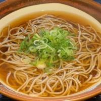 Plain Soba Noodle In Soup · Soba noodle, Soba dashi soup(fish broth), green onion.