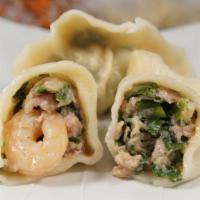 Chive,  Shrimp And Pork Dumpling · Best Seller. 10 pieces Chinese Chive, Pork and Shrimp Boiled Dumpling with House Special Sau...