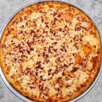Hawaiian Pizza · This pizza has our signature red sauce, fresh diced mozzarella cheese, crunchy beef bacon, &...