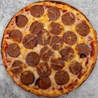 Vegan Pepperoni Pizza · This pizza has our signature vegan red sauce, signature vegan cheese & vegan pepperoni.