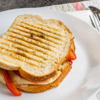 Chicken Pesto · Thinly sliced grilled chicken breast, tomato, bell pepper, provolone cheese, pesto, grilled ...