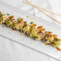 Dragon Roll · Shrimp tempura, cucumber, grilled eel, avocado.