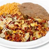 Breakfast Combo Plate · Choose bacon, chorizo, ham or sausage. With eggs, rice, refried beans, tortillas