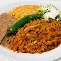 Al Pastor Plate · Al pastor, grilled serrano peppers, lettuce, sour cream, rice, refried beans and 4 tortillas