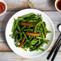 Satay String Beans & Braised Tofu · String beans and dried bean curd stir fried with satay sauce.
Satay Sauce contains Peanuts.**
