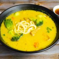 Curry Udon Soup · Curry tofu udon soup w/ vegetables