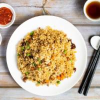 Vegan Ham Fried Rice · House special fried rice w/ vegan ham, carrots & peas