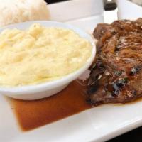 Grilled Top Sirloin Steak · Served with shallot au jus.