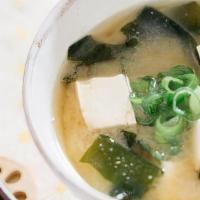 Miso Soup · (16oz) Tofu, Green onion, Wakame