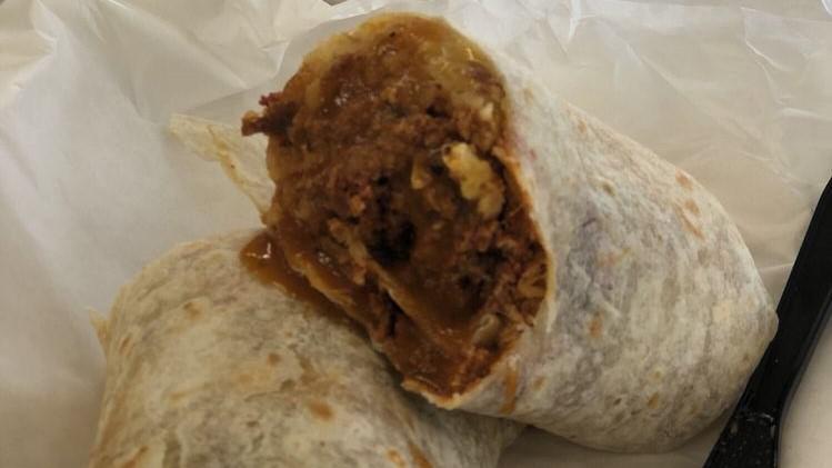 Chorizo Breakfast Burrito · Breakfast burrito with hash brown, cheddar cheese, and pico de gallo.