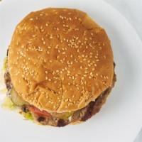Burger · With our homemade Thousand island, lettuce, tomato, onion, and pickles.