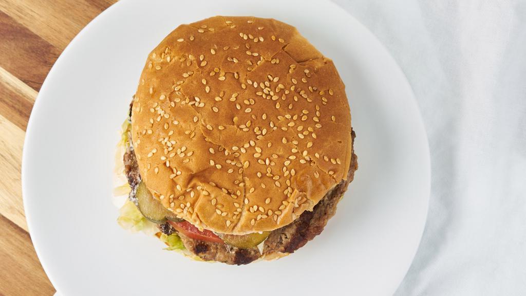 Burger · With our homemade Thousand island, lettuce, tomato, onion, and pickles.