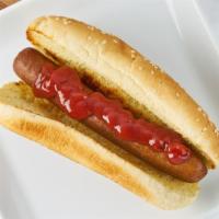 Hot Dog · With mayo, mustard, ketchup, onion, and tomato.
