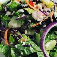 Greek Salad · Chopped romaine, tomatoes, cucumbers, bell peppers, red onions, olives and feta cheese fosse...