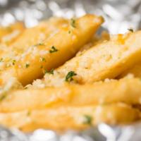 Garlic Fries · Minced garlic, parsley leaves, parmesan cheese, garlic salt.