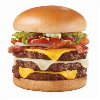 Bacon Two Cheese Deluxe 1/2Lb* Triple	 · A Signature Stackburger with three 100% seasoned real beef patties, topped with perfectly me...