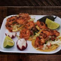 Tacos De Camarones(Order Of 3) · comes with cabbage, pico de gallo and dressing.