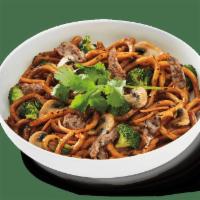 Japanese Pan Noodles With Marinated Steak · Caramelized udon noodles in sweet soy sauce, marinated steak, broccoli, mushrooms and carrot...