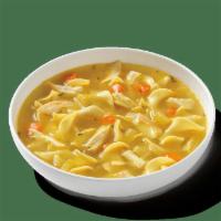 Chicken Noodle Soup · Our signature soup with grilled chicken breast, celery, carrots, onion and wavy egg noodles....