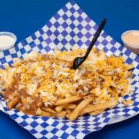 Large Chili Cheese Fries · A large order of fries covered in our fresh chili and melted shredded cheese.