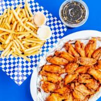 24 Wings Combo · 24 homemade chicken wings. Comes with large fries and a large drink.