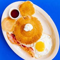 Kid'S Breakfast · 1 Mickey-Mouse pancake, 2 eggs, and 1 piece of sausage or bacon.