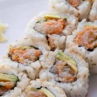 Spicy Yellowtail Roll · 8pc spicy yellowtail, avocado, cucumber, & sesame seeds