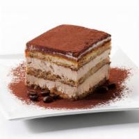Tiramisu · A slice of delightful ladyfinger pastry with a custard filling and a slight rum flavor.