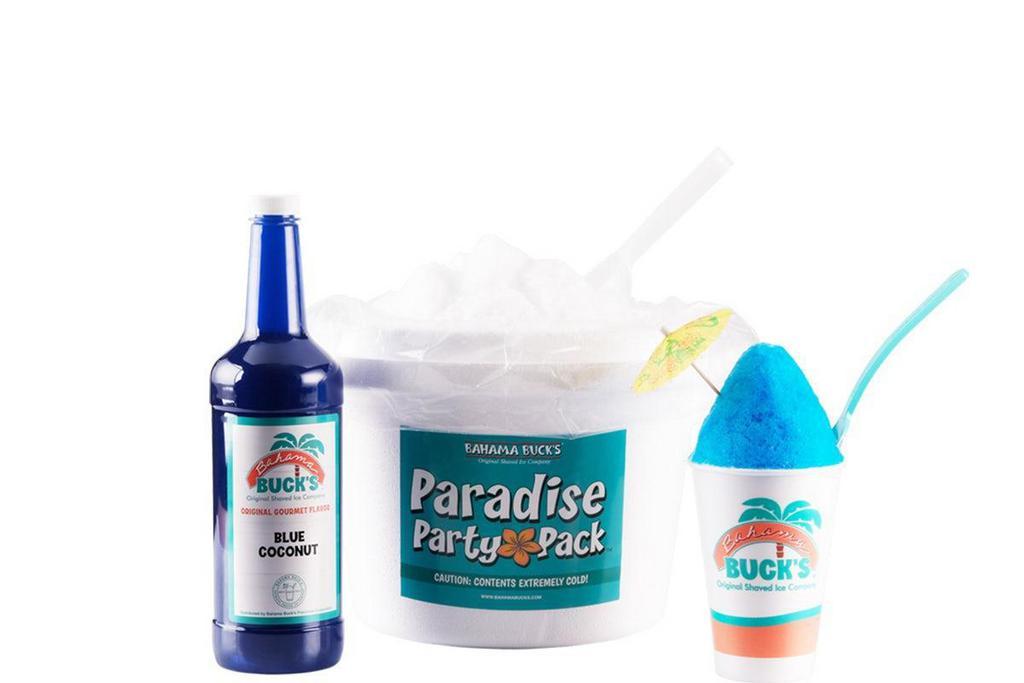 Paradise Party Pack® · Our Jr. Paradise Party Packs® are perfect for smaller gatherings. Customize your Pack with your choice of flavors and toppings and let guests have some fun building their own unique shaved ice creation. . Includes 1 bottle of flavor, cups, Cool Spoons, umbrellas, plus everything needed to make the perfect shaved ice anywhere! (serves 10). TEACHERS: If you need to schedule a unique pick-up time, after submitting your order please contact your shop with your order number and name.