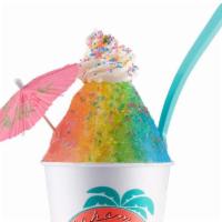 Unicorn · A rainbow blend of Banana, Blue Coconut, and Strawberry flavors with whipped cream & Party S...