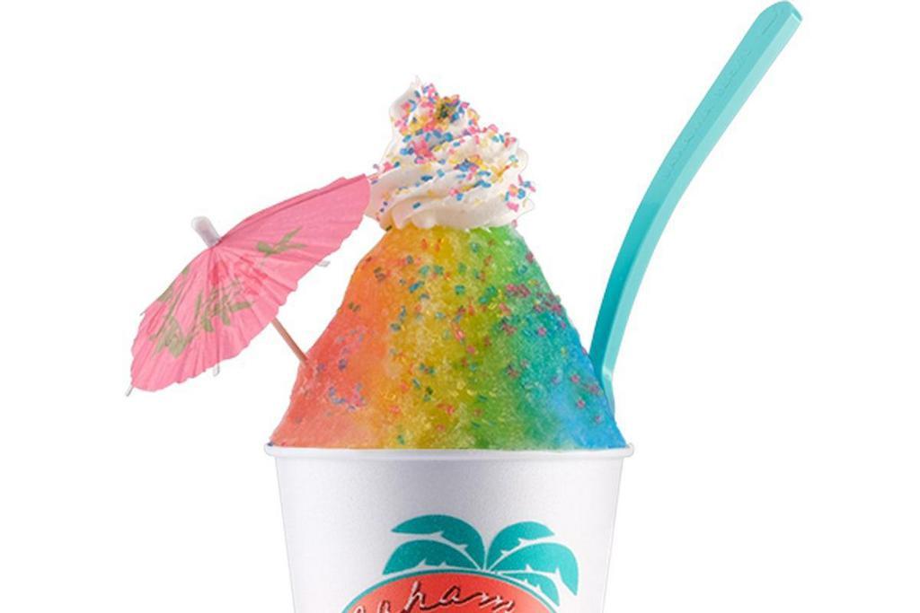 Unicorn · A rainbow blend of Banana, Blue Coconut, and Strawberry flavors with whipped cream & Party Sprinkles