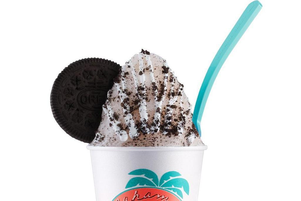Oreo® Cookie · Traditional cookies and cream flavor layered and topped with Oreo® Creme, Oreo® Cookie Pieces, and an Oreo® Wafer on top