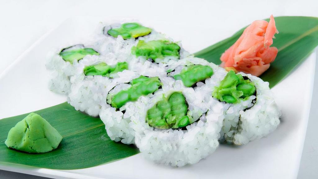 Asparagus Roll · Asparagus and seaweed, rice on the outside (8 pcs).