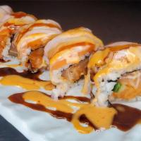 Salmon Citrus · Spicy. Spicy salmon, cucumber, seared salmon, lemon zest, spicy mayo, and eel sauce (8pcs).