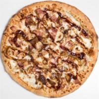 Zbq Pizza · Our BBQ pizza decorated with fresh mozzarella, BBQ chicken, red onions, tomatoes, fresh cila...