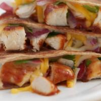 Barbecue Chicken · Grilled chicken, Sweet BBQ sauce, red onions, fresh cilantro and Cheddar Jack in a whole whe...