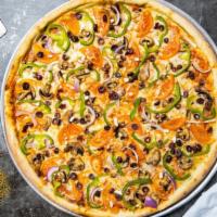 Vegetariana Arcane Pizza · (Vegetarian) San Marzano tomato sauce, zucchini, eggplant, artichokes, mushrooms, cherry tom...