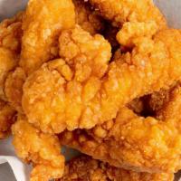 6 Chicken Tenders · 6 hand-breaded chicken tenders with your choice of two dipping sauces.