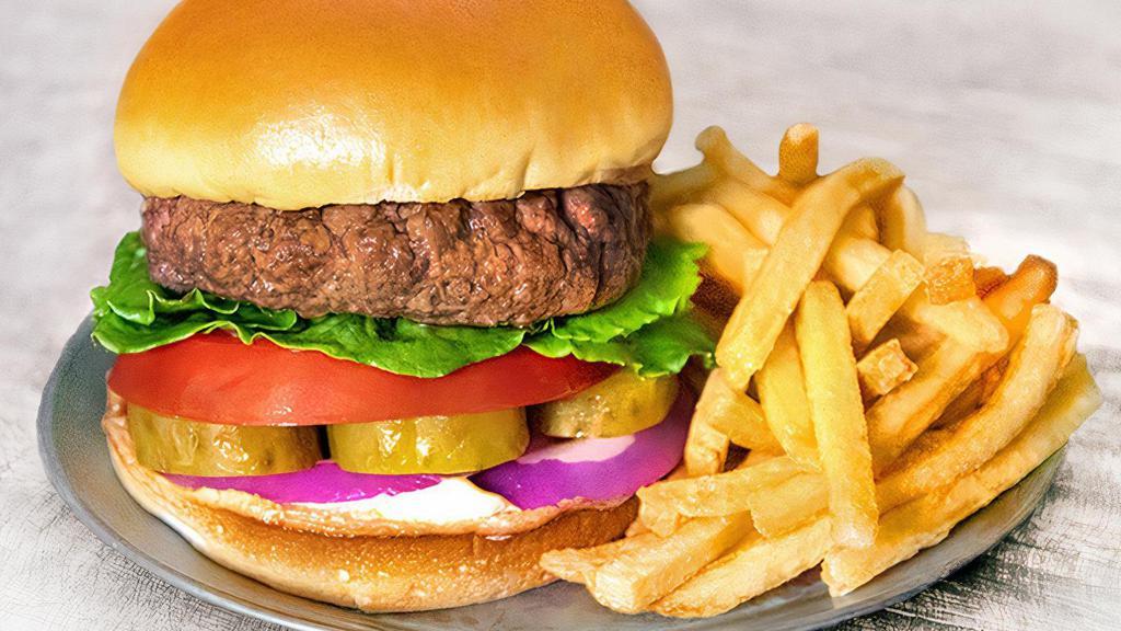 Half Pound Steak Burger · A burger bettered by steak! Cooked to temp. Choose from variety of free and premium toppings. Served with a side item (1150-1420 cal.)