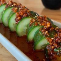 I20 Cucumber · Japanese cucumber, spicy crunch garlic, sesame seed. I20 sauce or sesame oil.