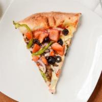 Veggie Pizza (Small) · Mushroom, black olive, onion, tomato and bell pepper.