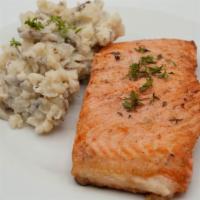 Grilled Salmon (+2 Sides) · Juicy grilled salmon with your selection of two sides.