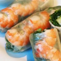 Goi Cuon - Fresh Spring Rolls, 3 Rolls · Pork, shrimp, rice noodle, lettuce, cucumbers wrapped in Vietnamese rice paper. Served with ...