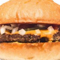 Happy Burger · Ketchup, Mustard, Onions, Pickles, American Cheese,. 1/4 lb Beef Patty, on Squishy White Bun