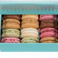 Napoleon Iii Blue (Box Of 12 Macarons) · Blue gift box decorated with a silver frieze which pays tribute napoléon bonaparte style. Th...