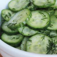 Cucumber Salad · Thinly sliced mirin-based pickled cucumbers.